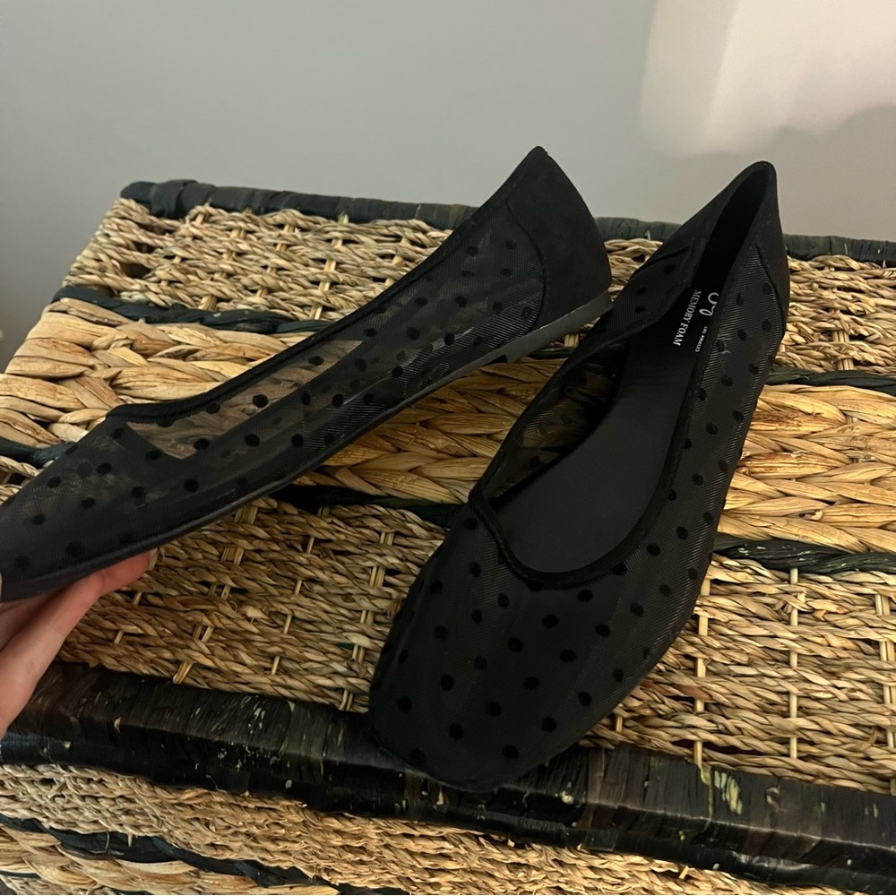 Seychelles Black Polka Dot Mesh Flats